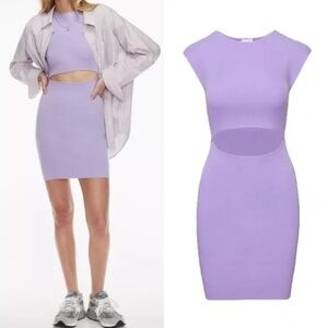 Cutout knit ribbed mini dress - Wilfred - Aritizia - Lavender XS